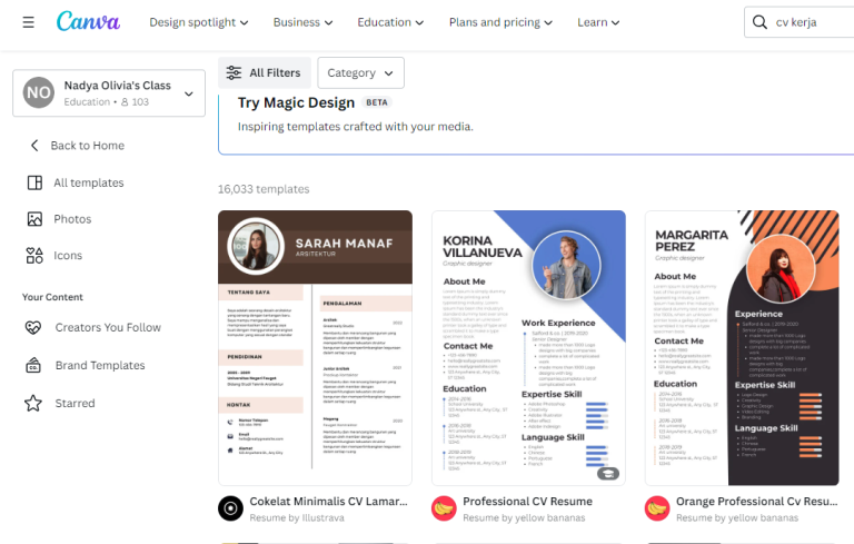 Cara Membuat CV Lamaran Kerja Di Canva Yang Menarik Dan Gratis ...